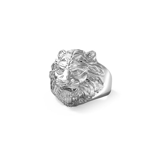 Silver lion head ring from GUESS JEWELS JEWELRY Mod. JUMR01307JWST66 collection