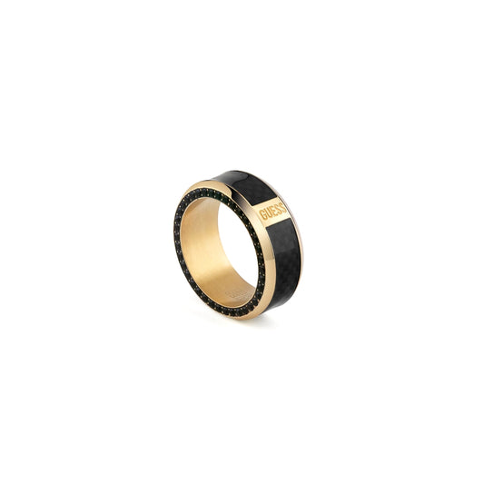 GUESS JEWELS JEWELRY Mod. JUMR04041JWYGBK64 gold and black ring