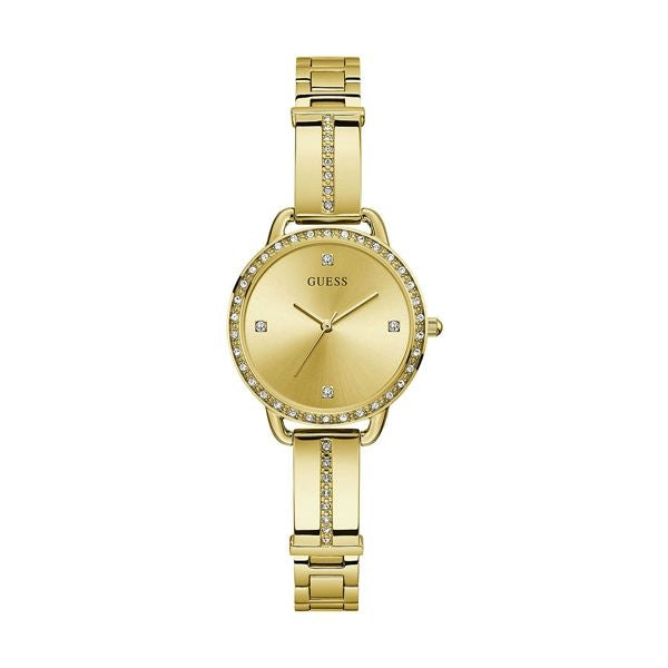 GUESS Mod. BELLINI ladies wristwatch, 3 ATM water resistant, 30mm SS IP Gold case with Quartz movement, in official packaging.