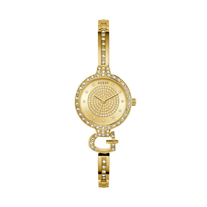 GUESS Mod. GISELLE gold-tone watch with crystal accents and elegant bracelet design.