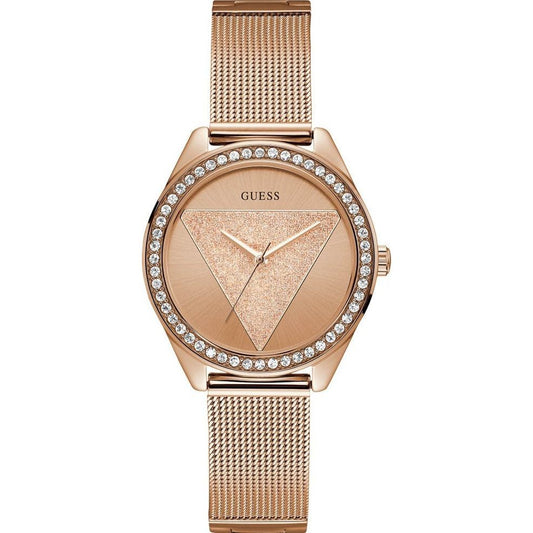 GUESS Mod. W1142L4 rose gold watch with quartz analog movement and diamond accents, suitable for ladies.