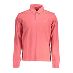 Gant Red Cotton Men Polo Shirt with long sleeves, featuring sleek buttons and iconic logo, crafted for comfort and style.