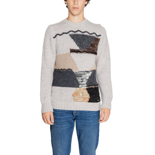 Gianni Lupo Beige Marabou Sweater for men, featuring a stylish knit design ideal for fall and winter. Made of acrylic, alpaca, wool, and viscose.