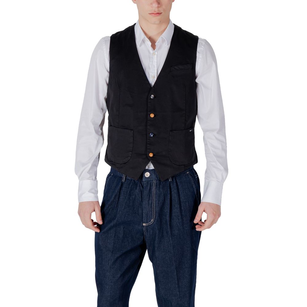 Gianni Lupo Black Cotton Waistcoat