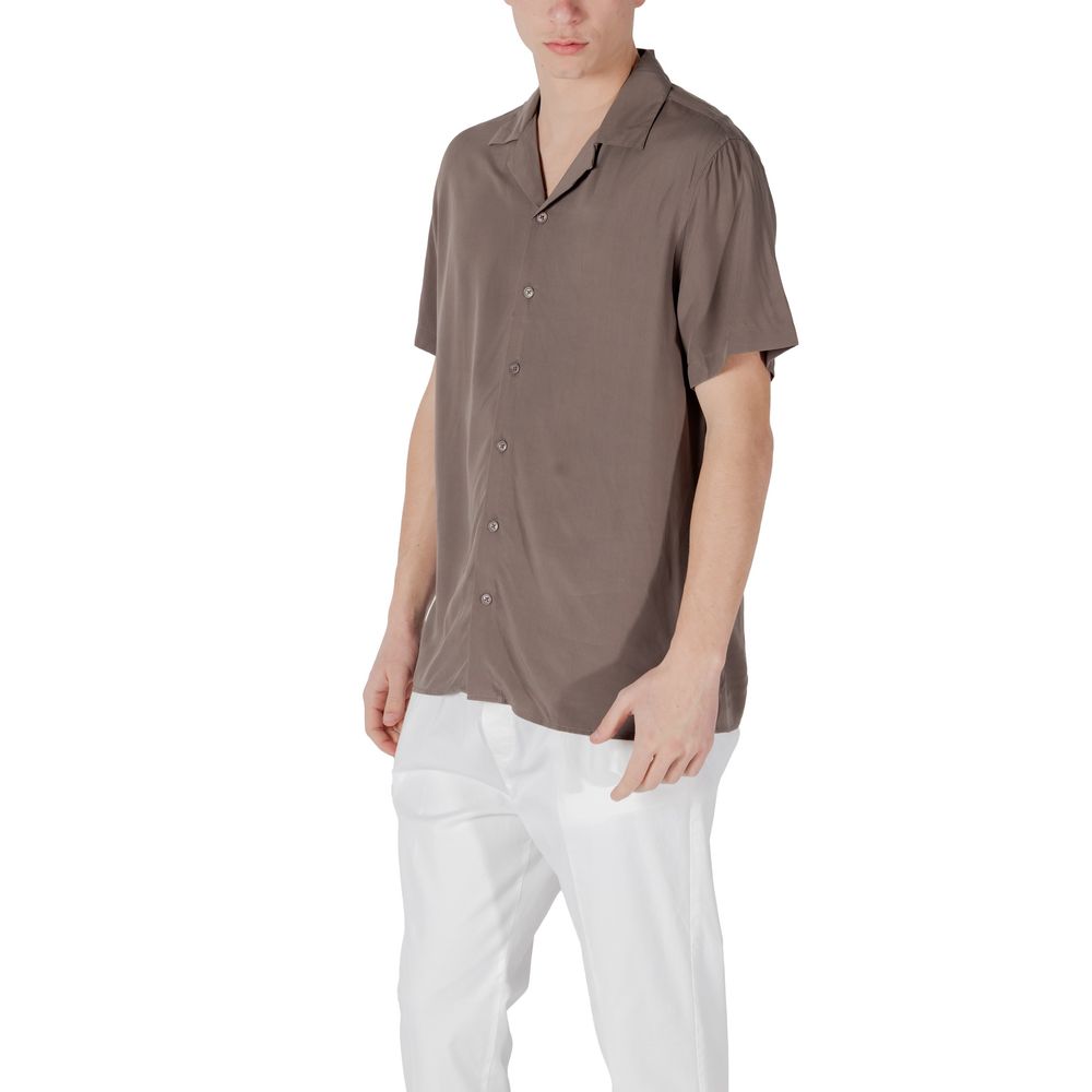 Gianni Lupo Brown Viscose Shortsleeve Shirt
