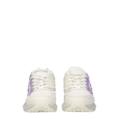 Givenchy Beige Leather Low Top Sneakers with lilac detailing, lace-up closure, and rubber sole.