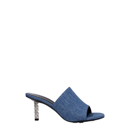 Givenchy Blue Fabric Platform Sandals with open toe and mid heels, featuring leather sole and denim accents, MPN BE3083E1TM420.