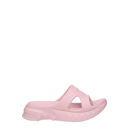 Givenchy Pink Cotton Slippers with open toe and rubber sole, mid heel for casual style, featuring back logo. Model BE305AE194682.