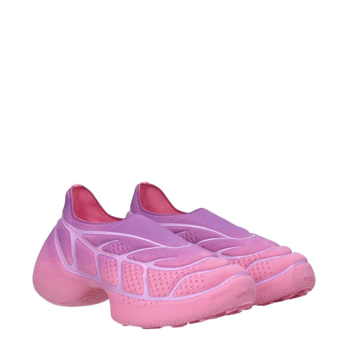 Givenchy Pink Fabric Sneakers with violet accents, sporty glam style, fabric upper, rubber sole, 3.5 cm mid heel, round toe design.