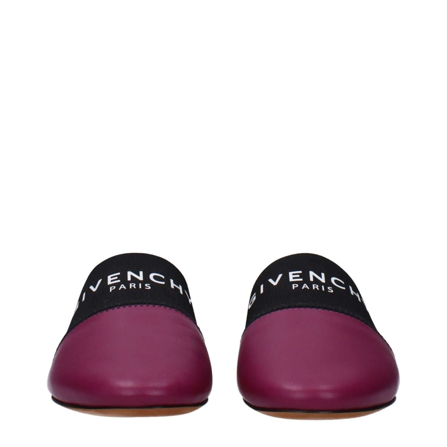 Givenchy Purple Leather Slippers with front logo, round toe, dark orchid shade, casual style, MPN BE2002E01H510.