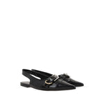 Givenchy Voyou Ballerinas in black embossed crocodile leather with buckle detailing and pointed toe, featuring elasticated slingback strap.