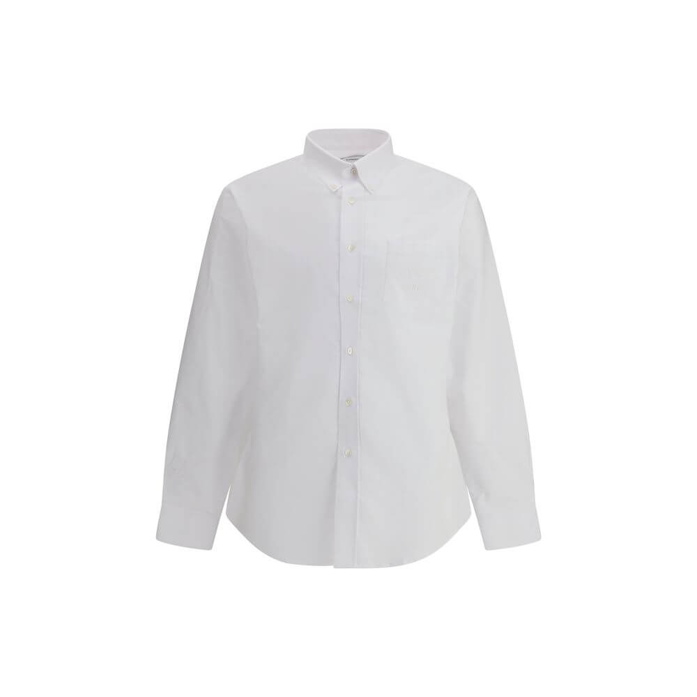 Givenchy White Cotton Dress Shirt with embroidered pocket, button-down collar, elegant design for AW25 season, 100% cotton.