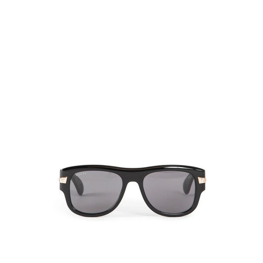 Gucci Black Acetate Sunglasses with shiny acetate frame, 100% UVA/UVB protection, made in Japan, designed for men.