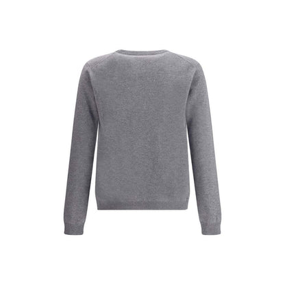 Gucci Gray Cashmere Sweatshirt back view showcasing soft wool and ribbed cuffs for an elegant style.