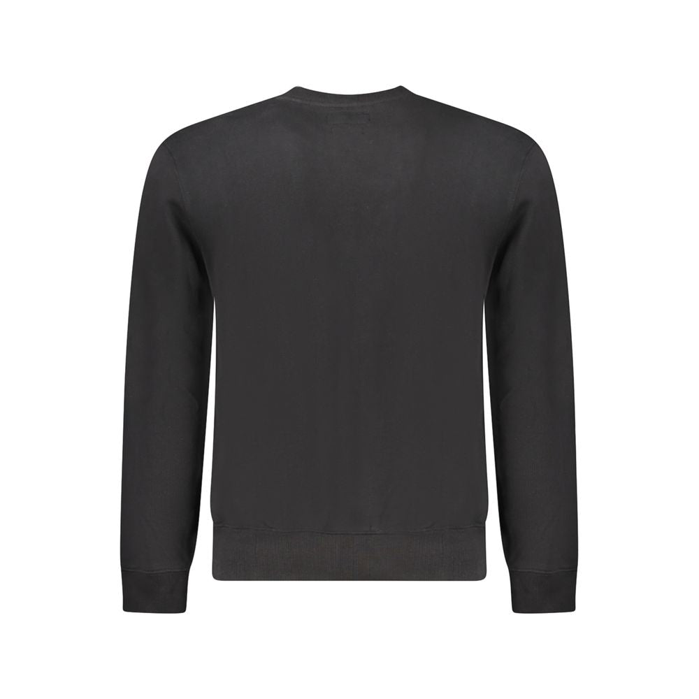 Guess Jeans Black Cotton Men Sweater with slim fit design and classic crew neck, perfect for a bold statement.