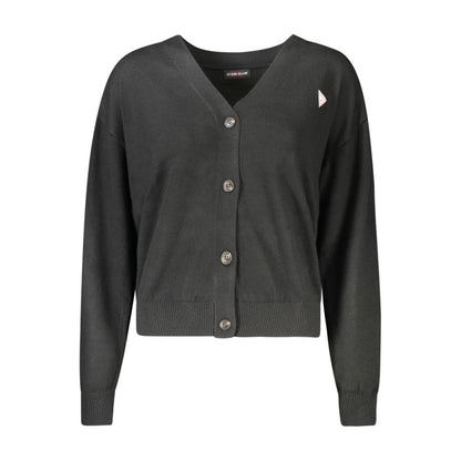 Guess Jeans Black Polyester Women Cardigan with buttons and V-neckline
