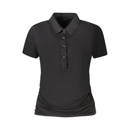 Alt Tag: Guess Jeans Black Viscose Women Top with button details and flattering fit