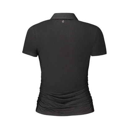 Back view of Guess Jeans Black Viscose Women Top showcasing modern design and comfort with iconic logo.