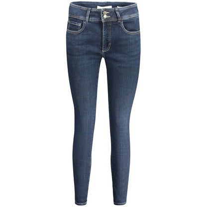 Guess Jeans Blue Cotton Women Skinny Jean, stylish and eco-friendly, featuring a figure-hugging design with contrasting details.