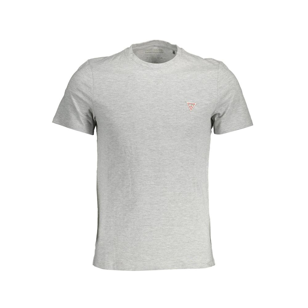 Gray Guess Jeans crew neck t-shirt with logo, men's fashion