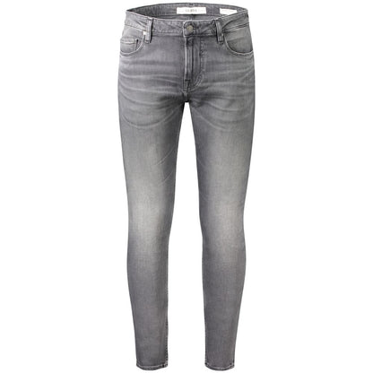Guess Jeans Gray Cotton Men Jeans - CHRIS SUPER SKINNY with five-pocket design, iconic logo, made from cotton and spandex blend.