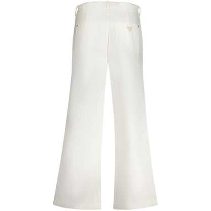 Back view of Guess Jeans White Cotton Women Jeans with pockets and iconic logo detailing.