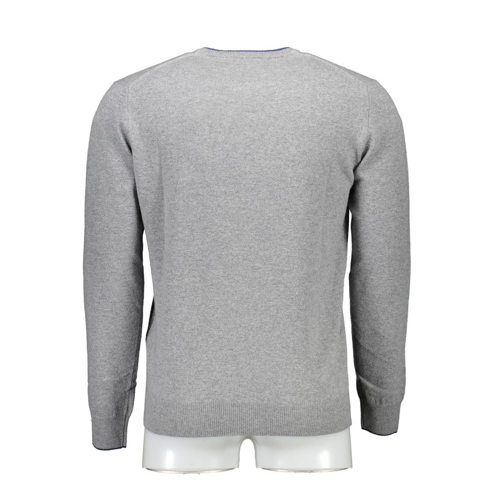 Harmont & Blaine Brown Wool Men Sweater, stylish grey back view with long sleeves, Italian-crafted for luxury fashion.