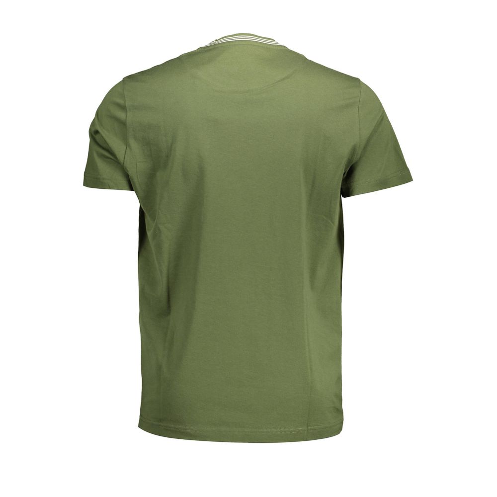 Harmont & Blaine Green Cotton Men T-Shirt back view with signature pocket and logo detailing.