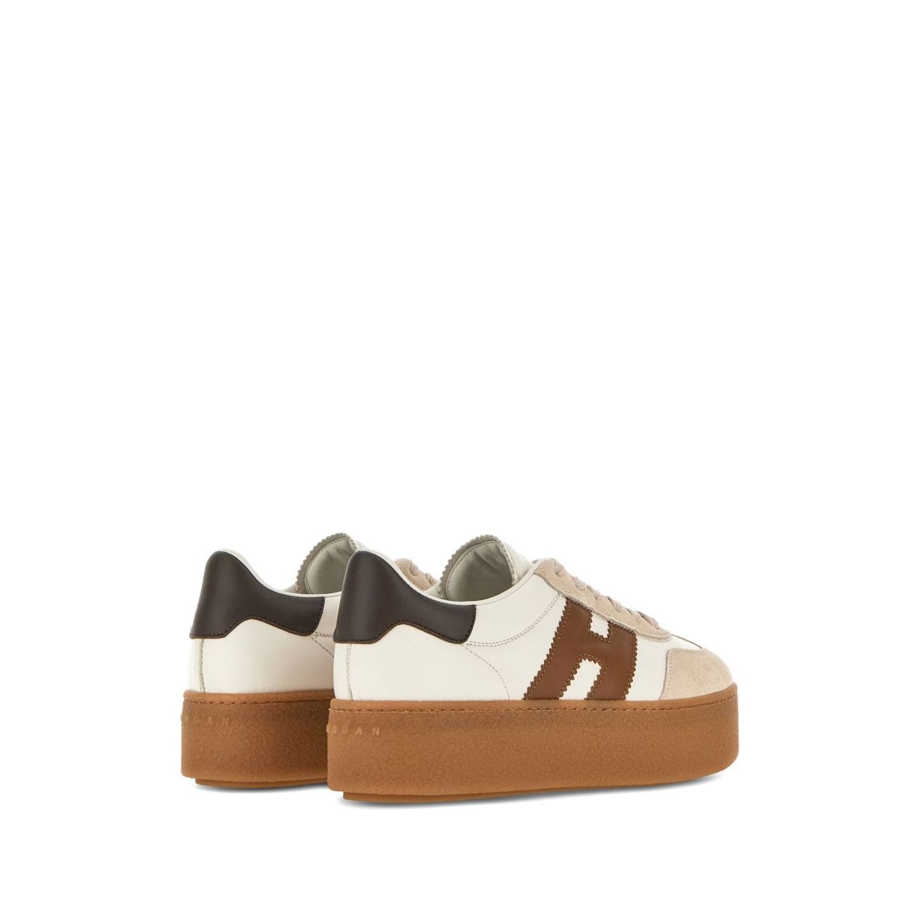 Hogan Pre Hogan Cool Sneakers in beige with front lace-up, round toe, and branded insole, featuring leather design.
