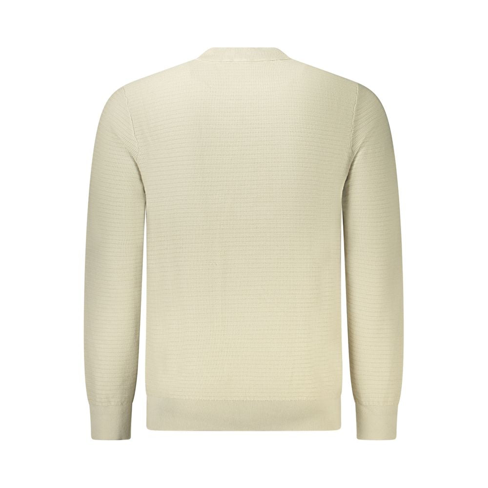 Hugo Boss Beige Cotton Men Sweater viewed from the back, showcasing elegant design, organic material, and classic style.