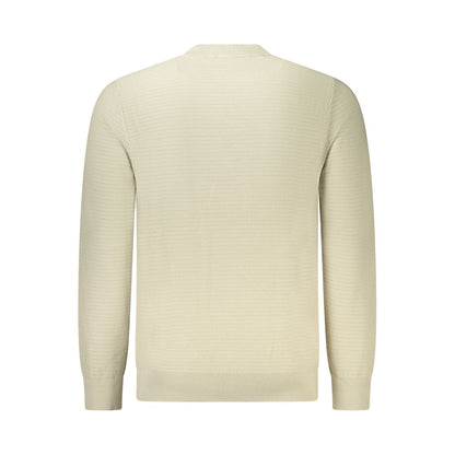 Hugo Boss Beige Cotton Men Sweater viewed from the back, showcasing elegant design, organic material, and classic style.