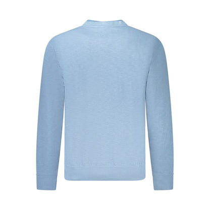 Hugo Boss Blue Cotton Men Sweater, back view showing elegant long sleeves and luxurious cotton fabric.
