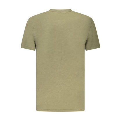 Hugo Boss Green Cotton Men T-Shirt showcasing back design with premium fabric for comfort and style.