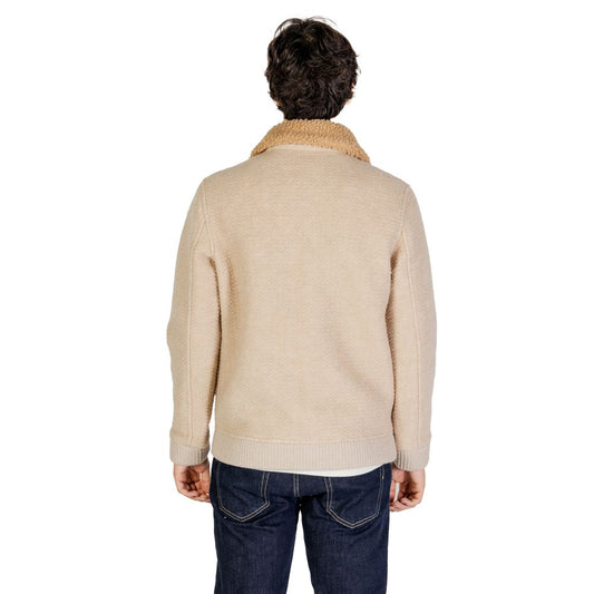 Back view of Hydra Clothing Beige Polyester Jackets & Coat for men, fall/winter collection, 60% polyester, 40% wool.