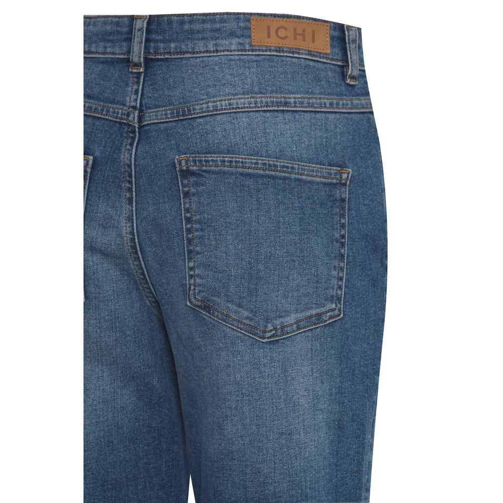 ICHI Blue Cotton Mom Jeans