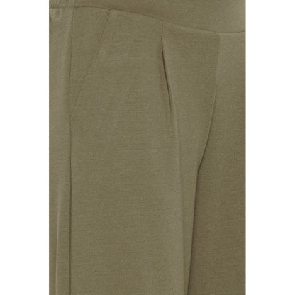 ICHI Green Recycled Polyester Flared Pants