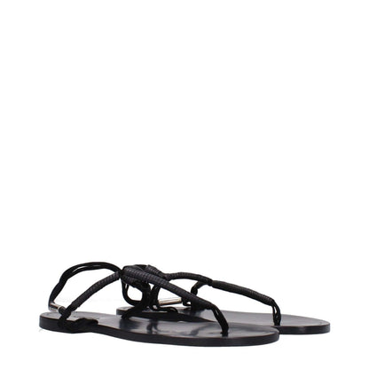 Isabel Marant Black Leather Flip-Flop Sandals with open toe and low heel, side logo detail, model SD0058FAA2B03S01BK, casual style.