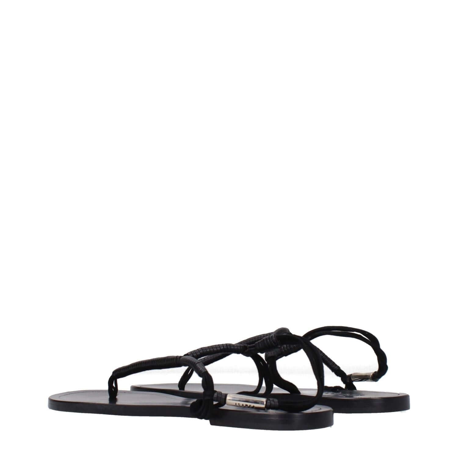 Isabel Marant Black Leather Flip-Flop Sandals