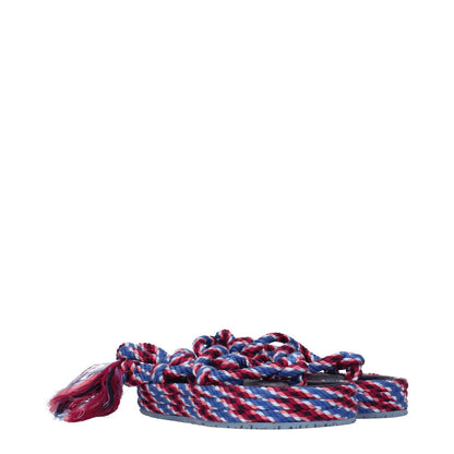 Isabel Marant Blue Fabric Flat Sandals with rubber sole, open toe, mid heels, self tie closure, and pink accents. Casual design, MPN SD0030FAA1B63SBUPK.