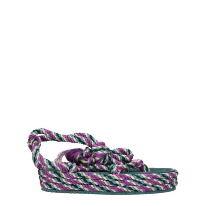 Isabel Marant Multicolor Fabric Flat Sandals with open toe, self-tie closure, mid heels, and rubber sole.