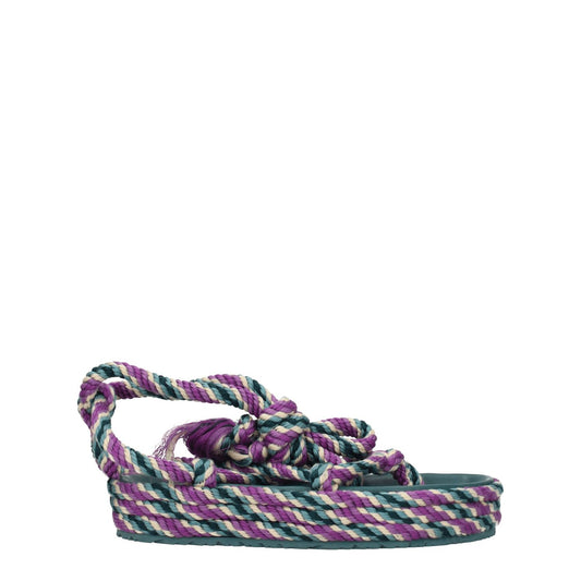 Isabel Marant Multicolor Fabric Flat Sandals with self tie closures, open toe, mid heels, rubber sole, casual style.