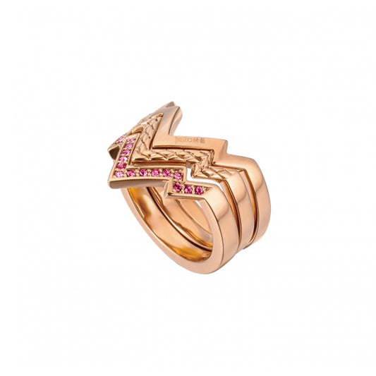 JUST CAVALLI JEWELS JEWELRY Mod. JCRG00180306 gold ring with pink gemstones