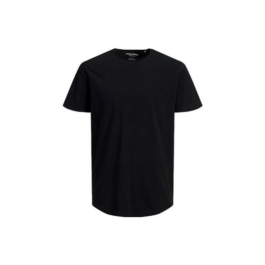 Jack Jones Black Organic Cotton Sportswear t-shirt with crew neck and short sleeves, offering comfort and contemporary style.