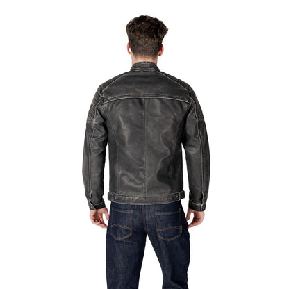 Jack Jones Black Polyester Biker Jacket