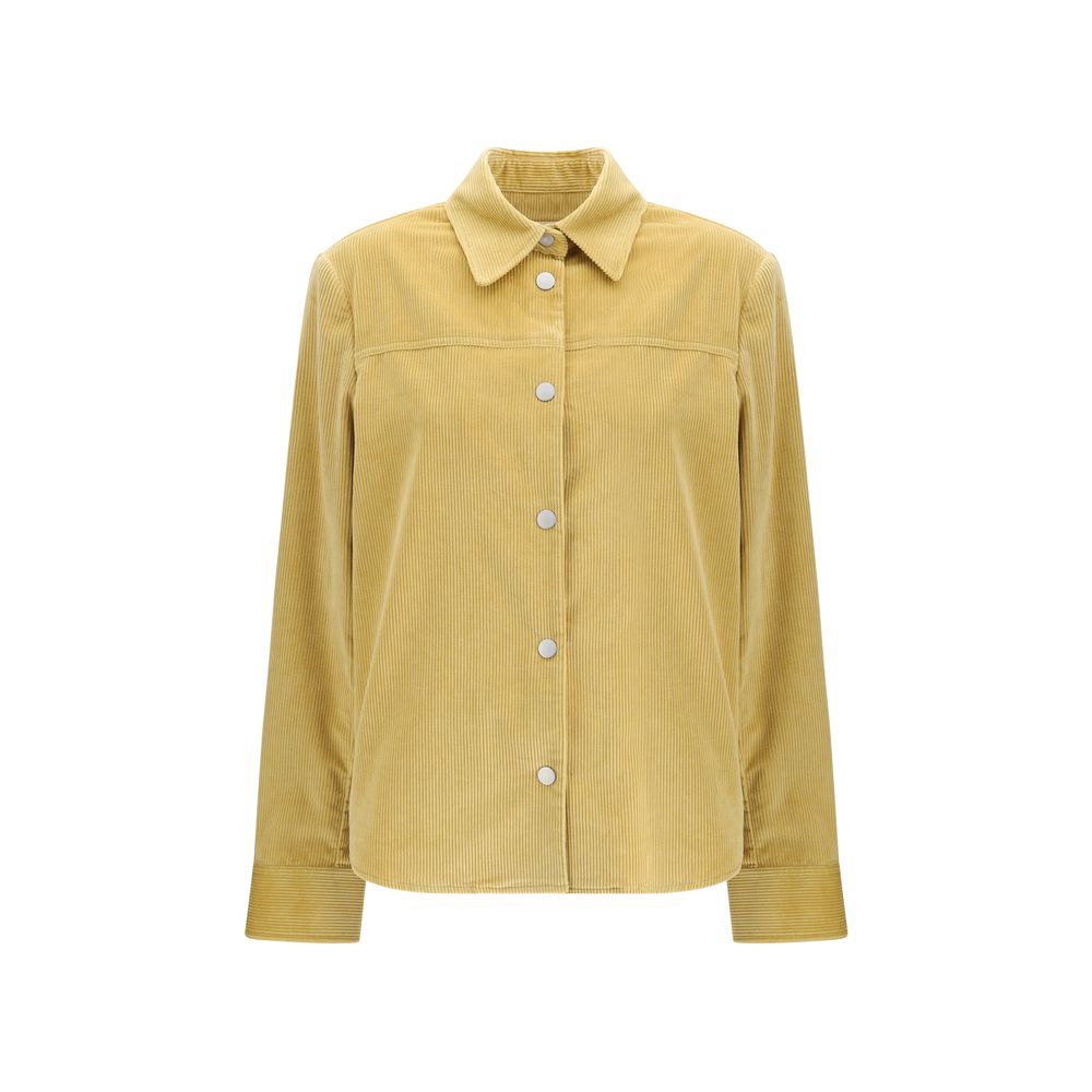 Jacob Cohen Yellow Cotton Denim Jacket with matte nickel buttons and leather patch.