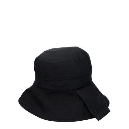 Jacquemus Black Cotton Bucket Hat with vintage effect design, made from 75% cotton, featuring casual style and polyamide blend.