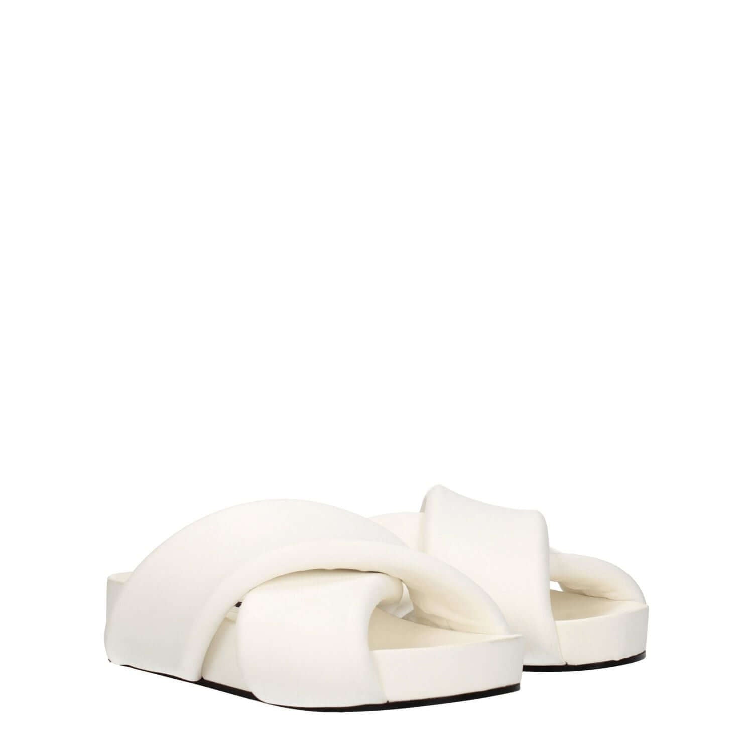 Jil Sander White Leather Slippers