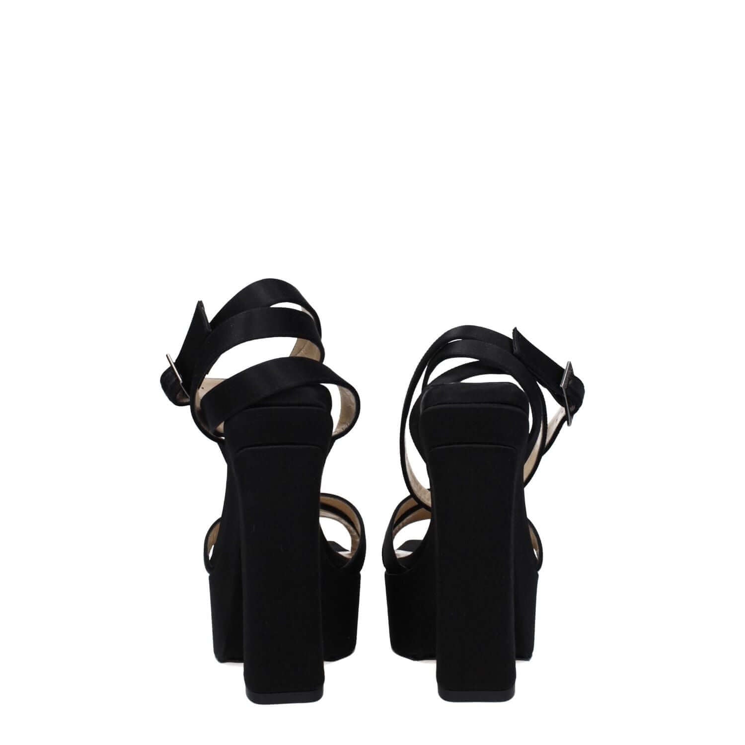 Jimmy Choo Black Satin Platform Sandals
