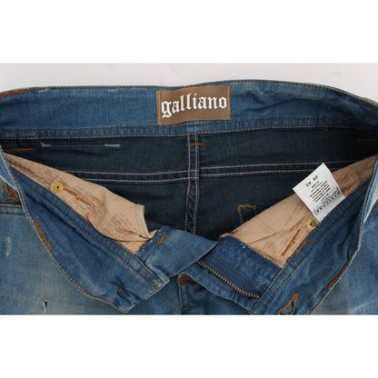 John Galliano Blue Wash Cotton Blend Slim Fit Jeans