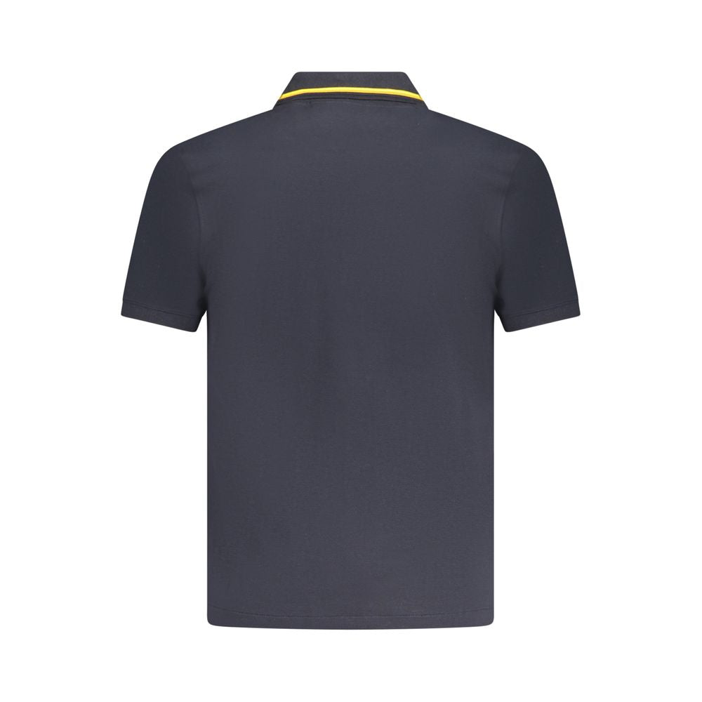 Back view of K-WAY Blue Cotton Polo Shirt with contrasting details and logo.